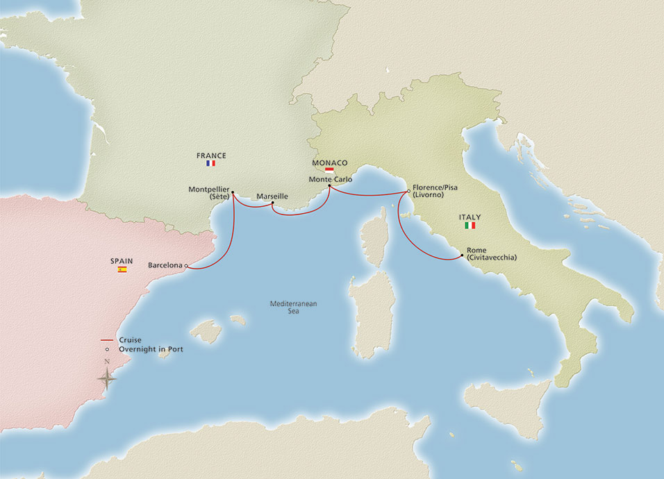 Iconic Western Mediterranean Barcelona to Rome Cruise Overview